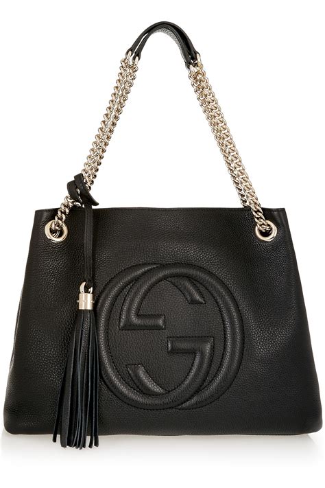 small black gucci chain bag|Gucci soho chain shoulder bag.